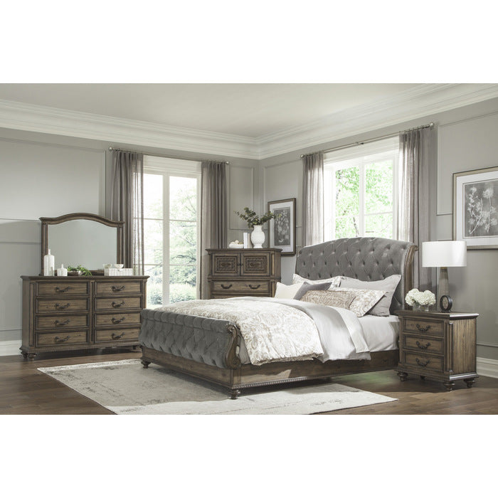 Rachelle Queen Tufted Velvet Sleigh Bed