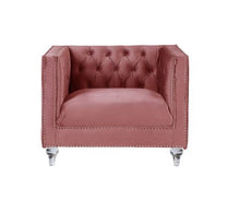 Load image into Gallery viewer, Heiberoll Plush Pink Velvet Sofa with Faux Diamonds
