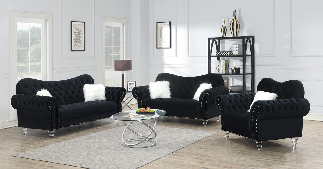 Black Tufted Sofa and Loveseat