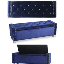 Load image into Gallery viewer, Crystal Tufted Velvet Storage Ottoman
