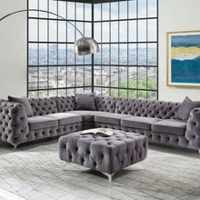 Load image into Gallery viewer, Gray Tufted Velvet Sectional
