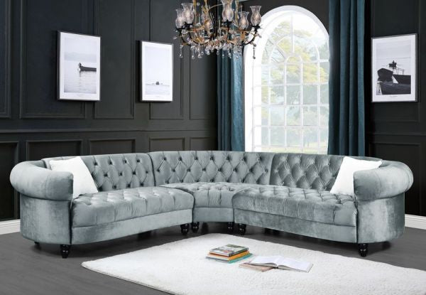 Qulan Gray Velvet Sectional