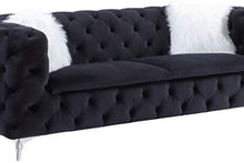 Load image into Gallery viewer, Phifina Tufted Black Velvet Sofa and Chair
