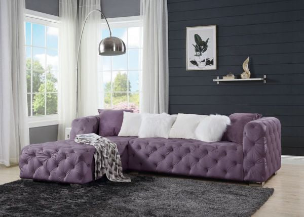 Qokmis Tufted Purple Velvet Sectional