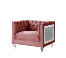 Load image into Gallery viewer, Heiberoll Plush Pink Velvet Sofa with Faux Diamonds
