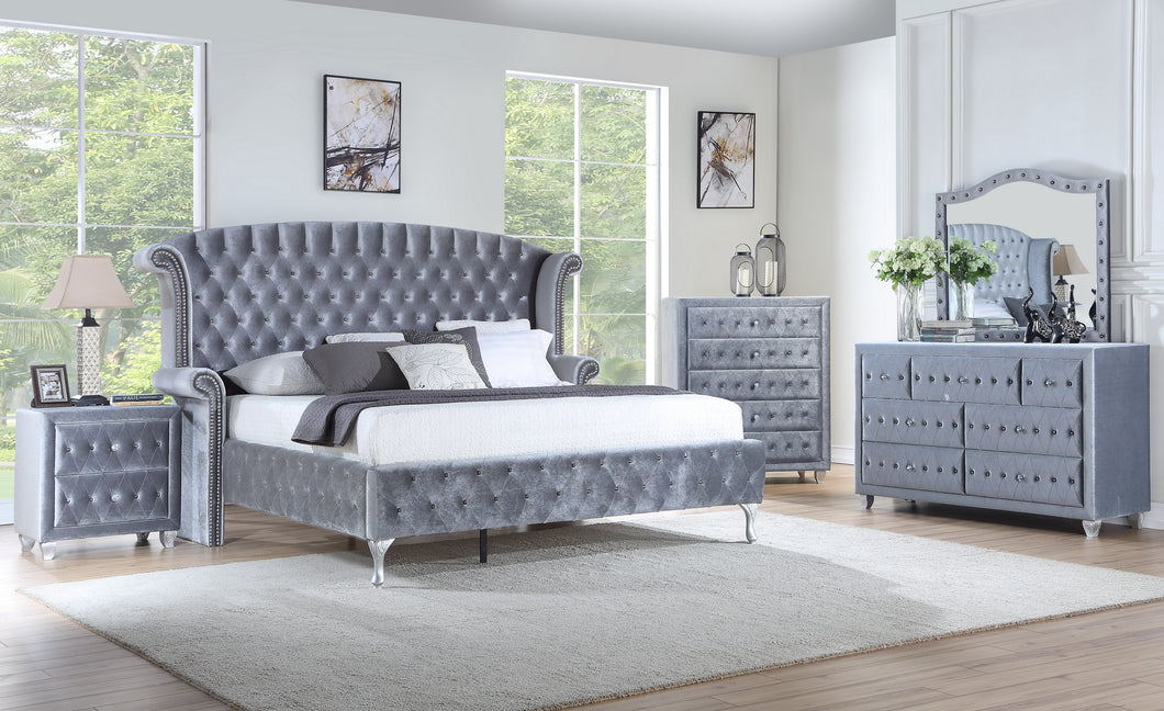 Blue Velvet Queen Bed Frame