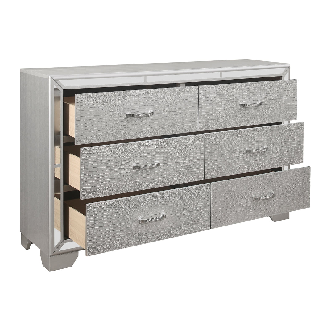 Grey Mirrored Edge Dresser