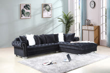 Load image into Gallery viewer, Tufted Blue Velvet Sectional with Chaise
